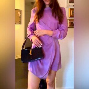 Shoulder pads purple dress bloggers favourite